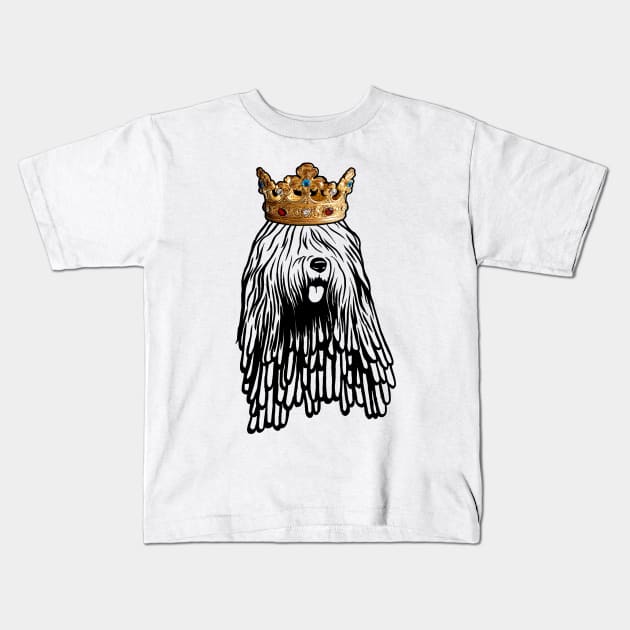 Bergamasco Sheepdog Dog King Queen Wearing Crown Kids T-Shirt by millersye